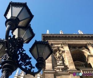 Opera Budapest and street lamp